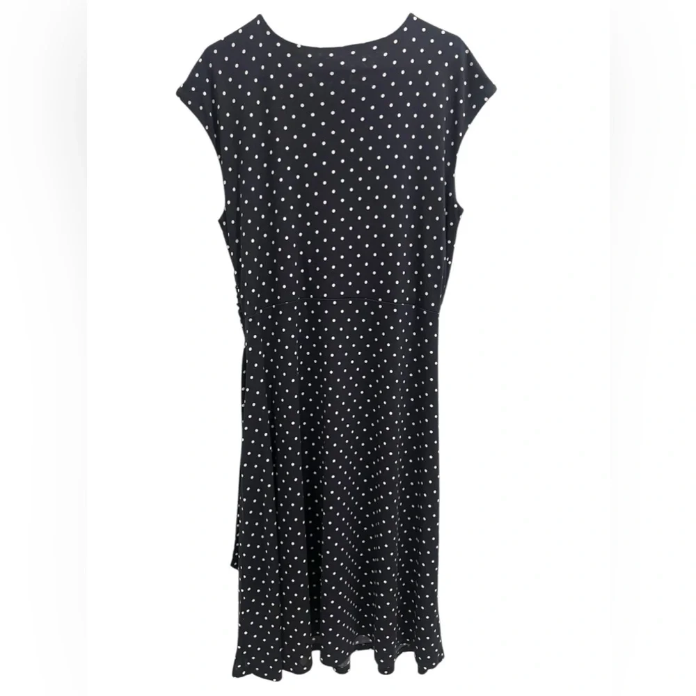 Talbots Polka Dots Ruched Midi Dress Navy Blue & White Woman’s Size XL - Picture 3 of 11